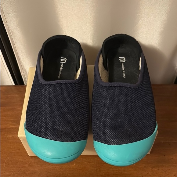 Mahabis Navy and Teal Summer Slip-Ons - Picture 4 of 7